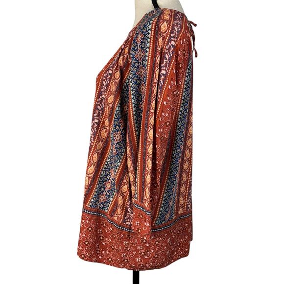 J Jill Large Top Floral 3/4 Sleeves Tie Keyhole Round Neck Lightweight Multi - Picture 7 of 10